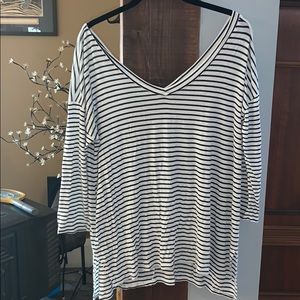 Off the shoulder striped shirt